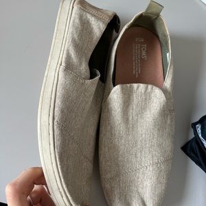 Linen colored Tom’s, worn but good condition